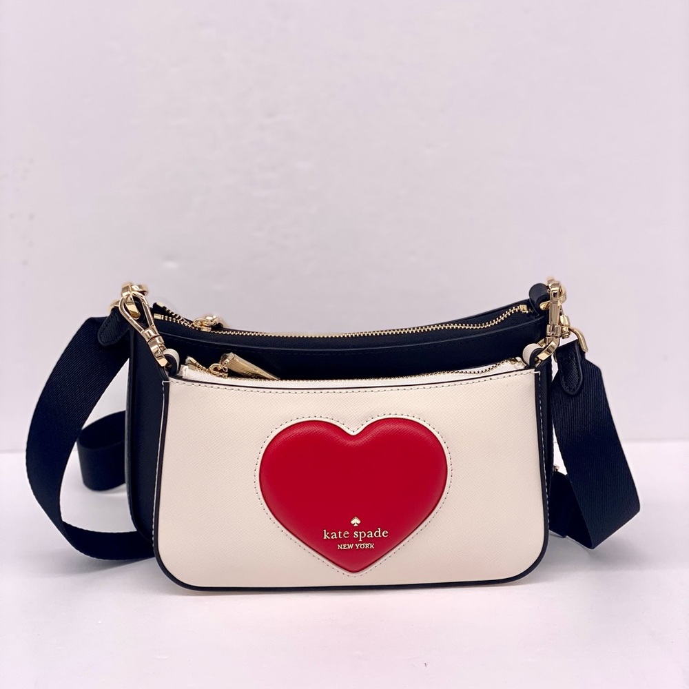 Kate Spade Duet Puffy Heart Crossbody, Meringue Multi NWT - Picture 9 of 16